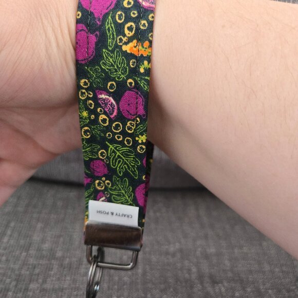 Crafty & Posh Green and Purple Fig Themed Handmade Key Wristlet - Picture 1 of 3